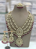 Ishhaara Red Floral Victorian Haram With Maang Tikka