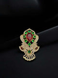 Ishhaara Red Gold Embellished Victorian Heart Brooch