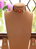 Ishhaara Red Gold Finish Handcrafted Pearl Necklace Set