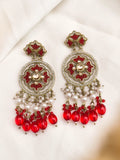 Ishhaara Red Gold Plated Traditional Handcrafted Earrings