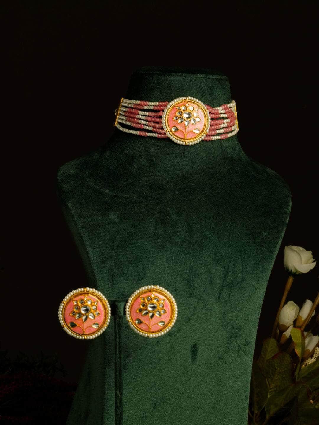 Ishhaara Hand Painted Meenakari Round Choker