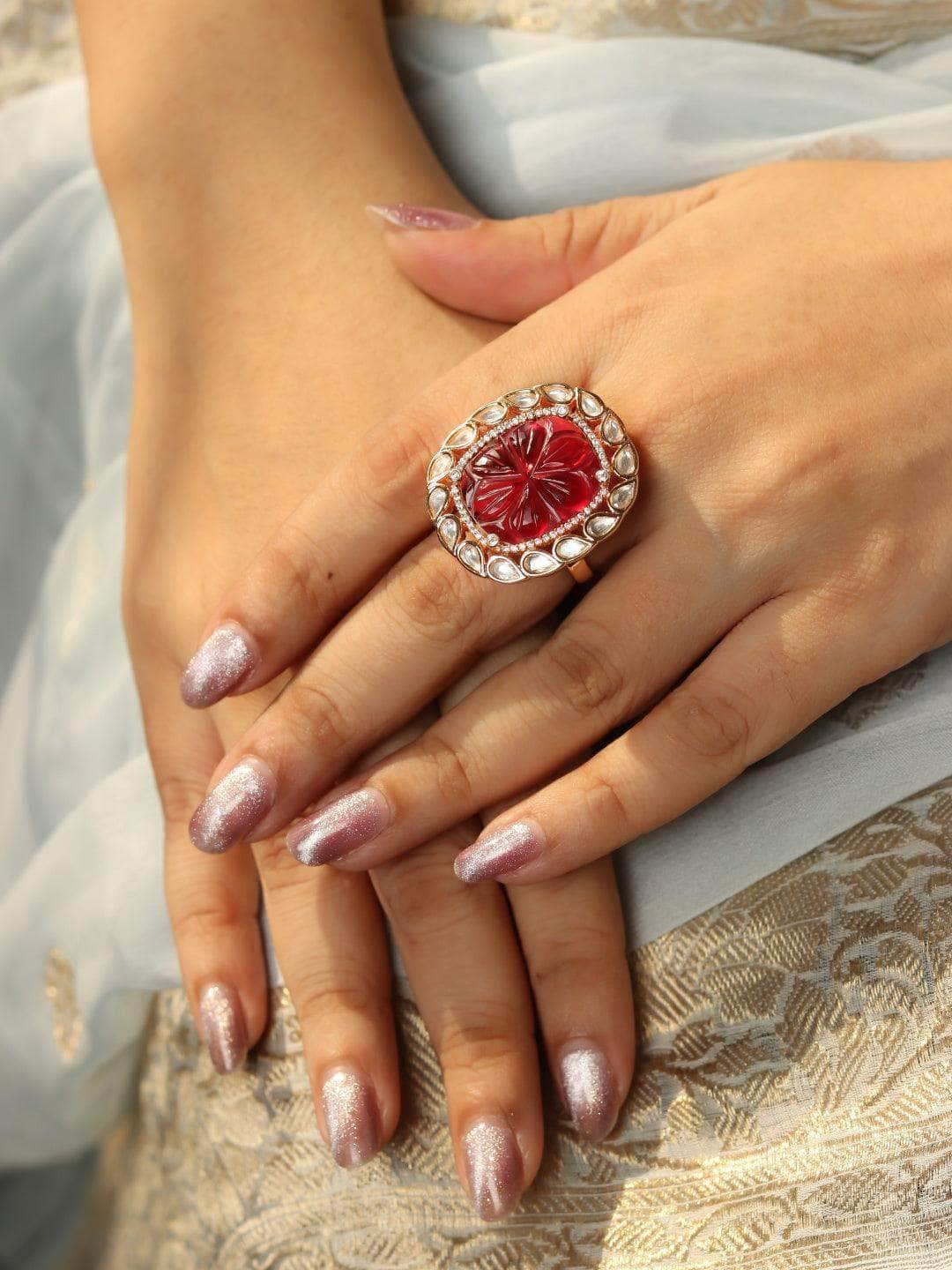 Ishhaara Kritika Kamra In Kundan Ruby Ring Red