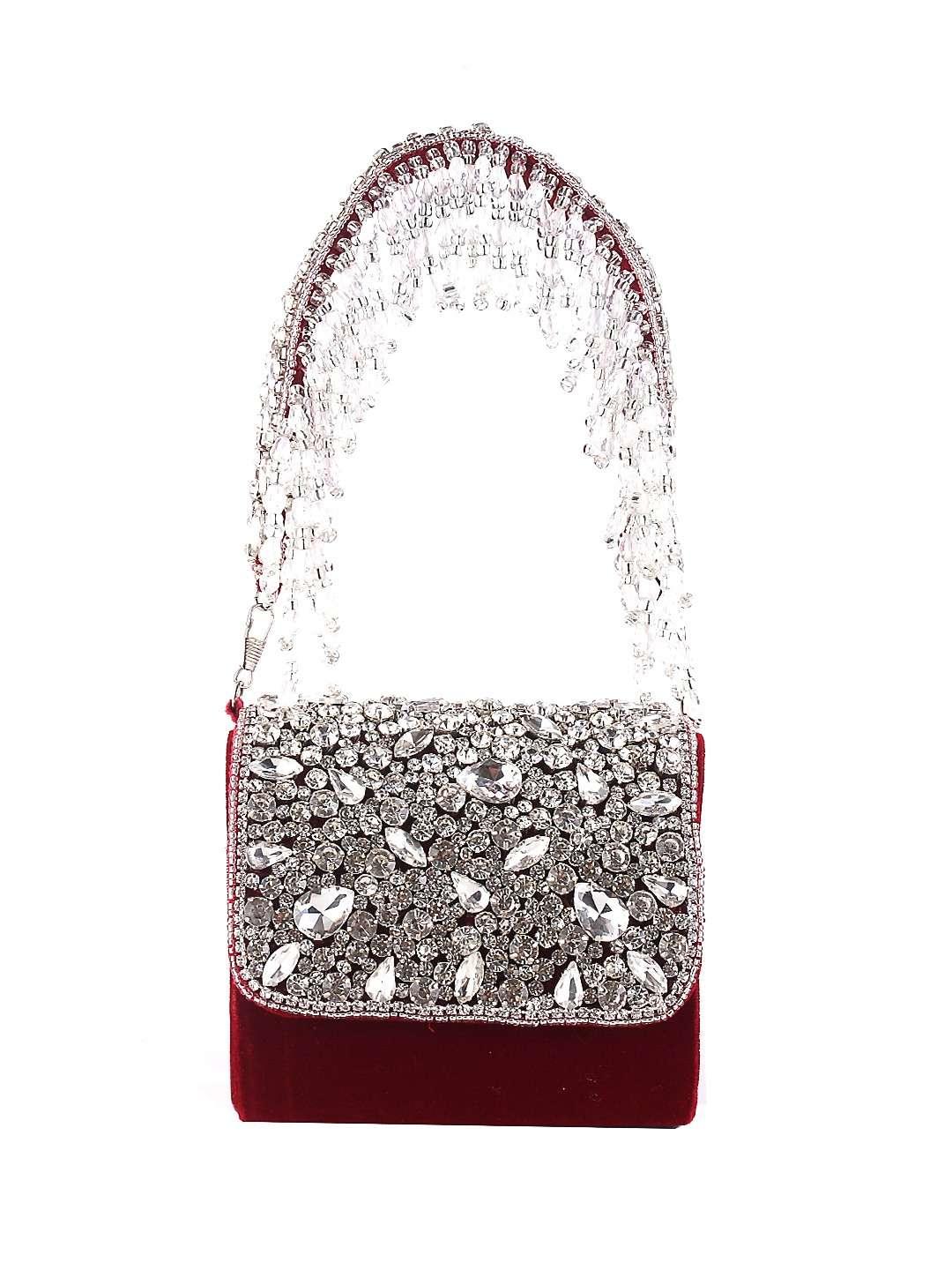 Ishhaara Red Mini Crystal Bag