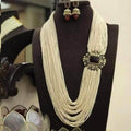 Ishhaara Multi Layered Pearl Side Patch Necklace Set