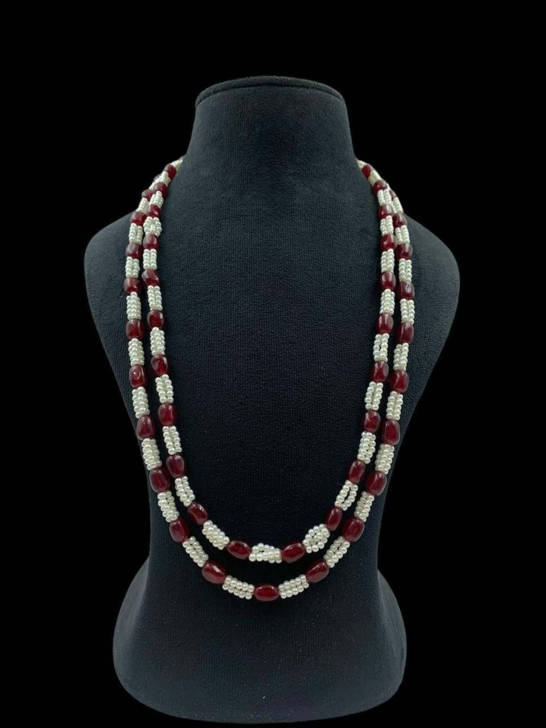 Ishhaara Red Multicolor Gemstone Beaded Necklace