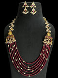 Ishhaara Red Onyx And Kundan Studded Multilayered Necklace