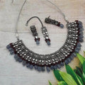 Ishhaara Oxidised Square Block Necklace Set