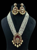 Ishhaara Red Polki Kundan Ad Stone Victorian Style Long Necklace