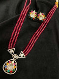 Ishhaara Semi Precious Onyx Multi Layered Long Neckalce