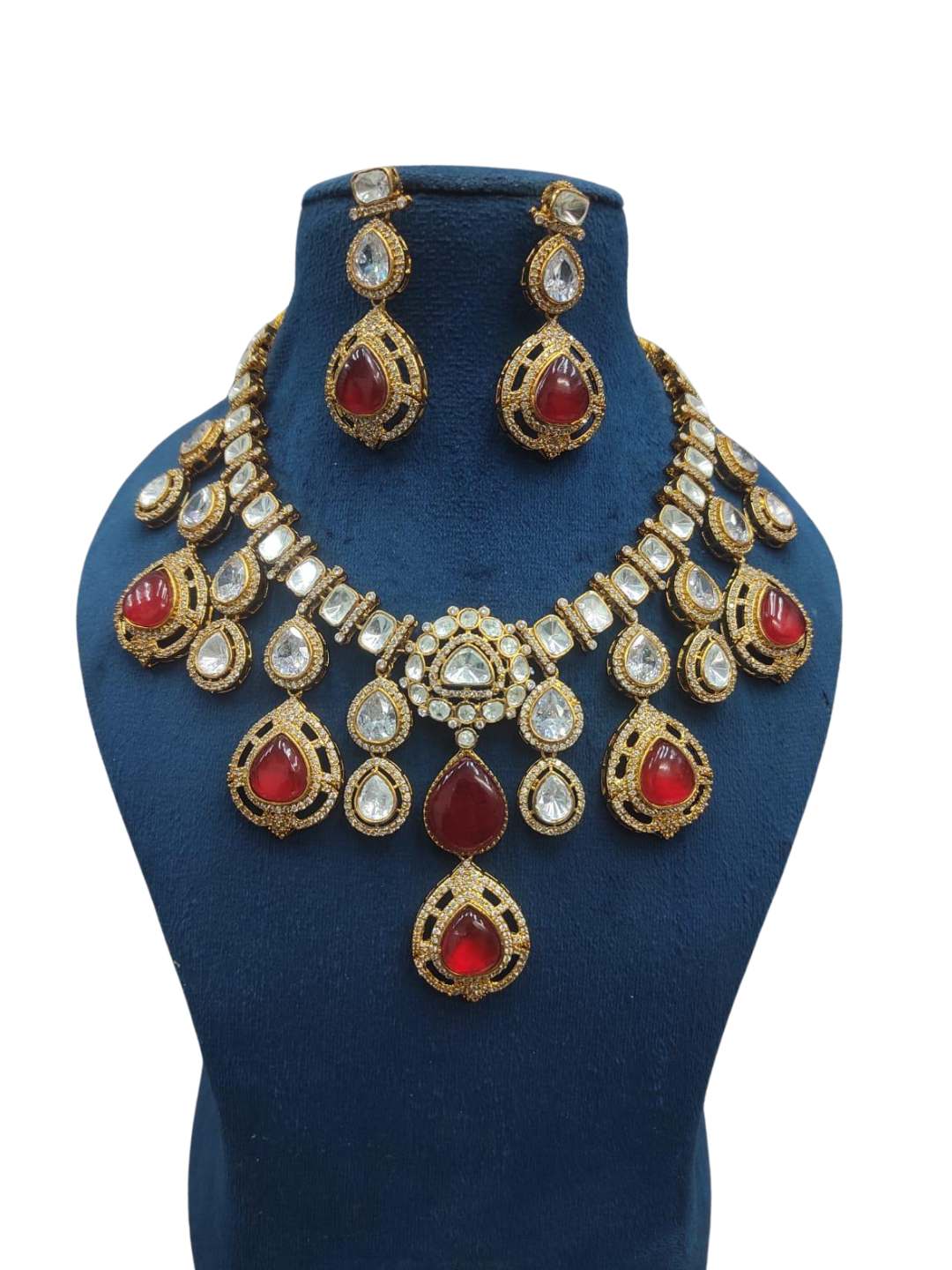 Semi Precious Stone Studded Bridal Necklace - Main Image