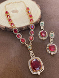 Ishhaara Red Semi Precious Stone Studded Long Necklace
