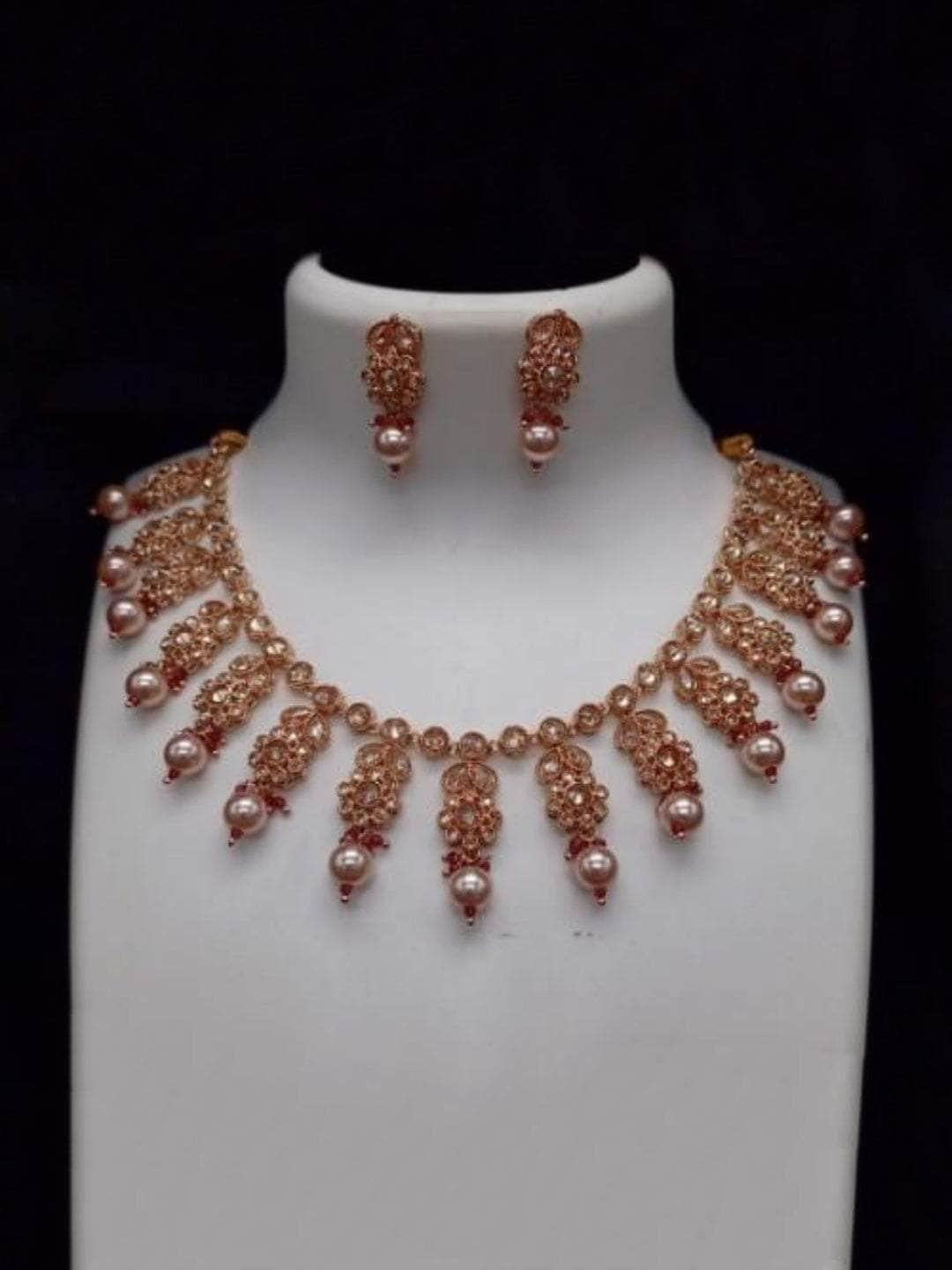 Ishhaara Simple Reverse Ad Split Necklace And Earring Set