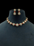 Ishhaara Red Single Line Polki Kundan Choker Set