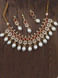 Ishhaara Stephanie Timmins In Ad Kundan Drop Pearls Necklace Set