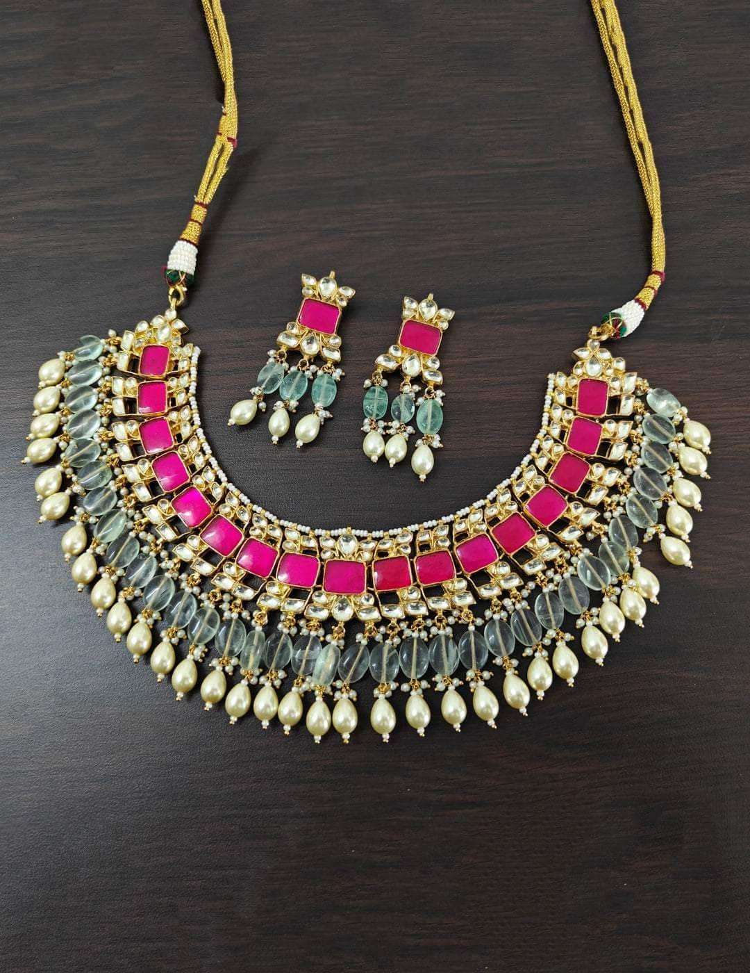 Ishhaara Stone Studded Pearl Choker Necklace