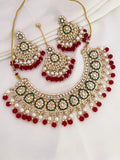 Ishhaara Red Traditional Meenakari Kundan Necklace
