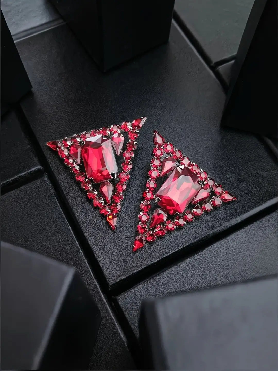 Ishhaara Red Triangle Earring
