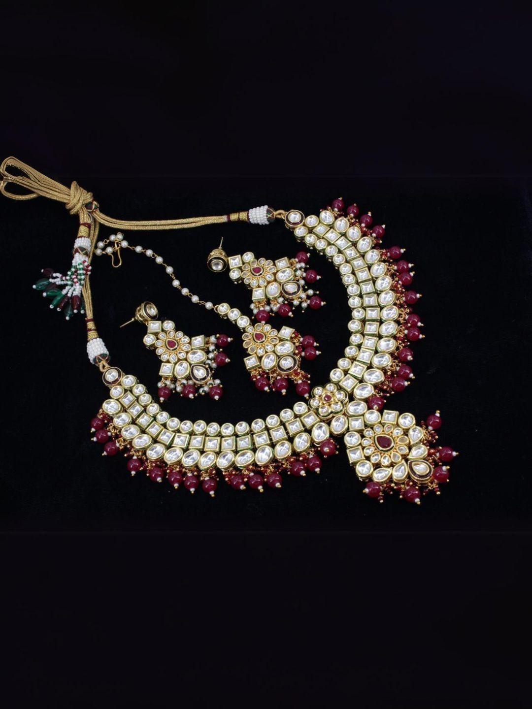 Ishhaara Red Uncut Kundan Studded Heavy Choker Necklace