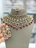 Ishhaara Red Victorian Polish With Ad Stones Bridal Choker