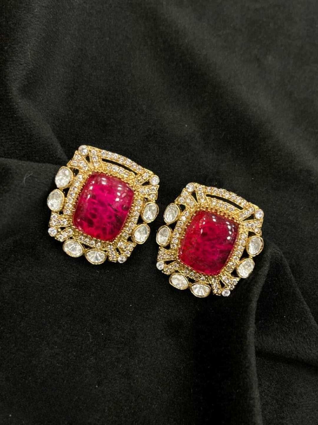 Ishhaara Vintage Polki Square Studs
