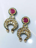 Ishhaara Red Zeena Kundan Earrings