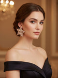Ishhaara Rhinestone Multi Dimensional Flower Earrings
