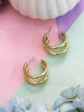 Ishhaara Rochelle Rao Sequeira In Triple Hoop Earrings Golden