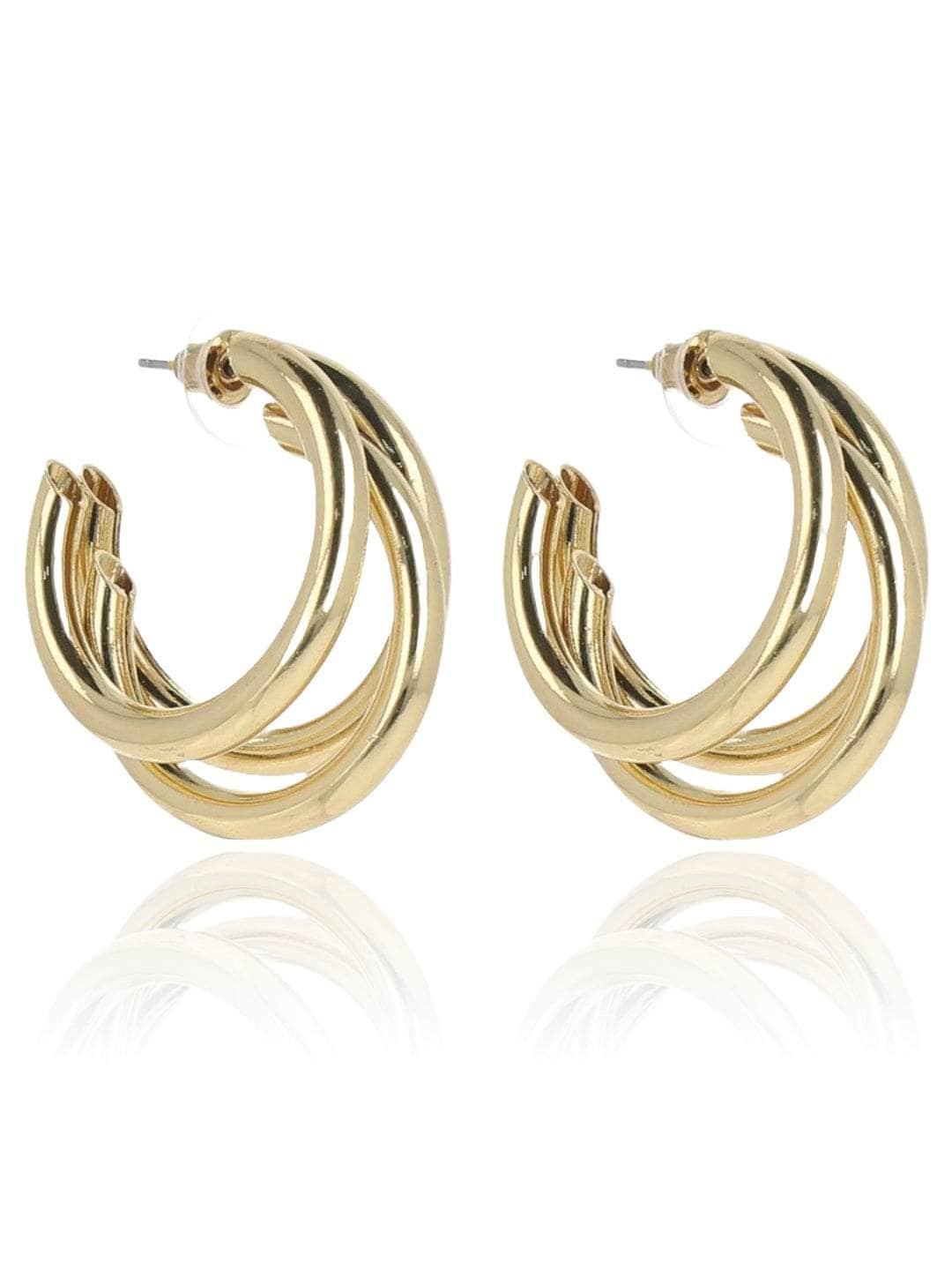 Ishhaara Rochelle Rao Sequeira In Triple Hoop Earrings Golden