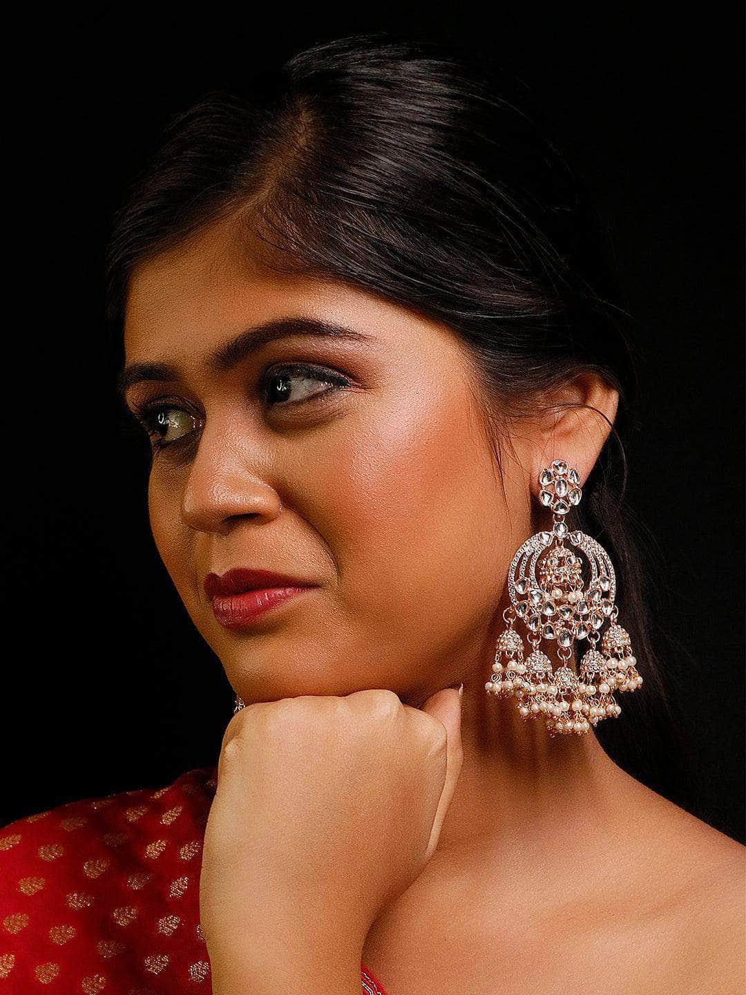 Ishhaara Rose Gold Chandbali Jhumka