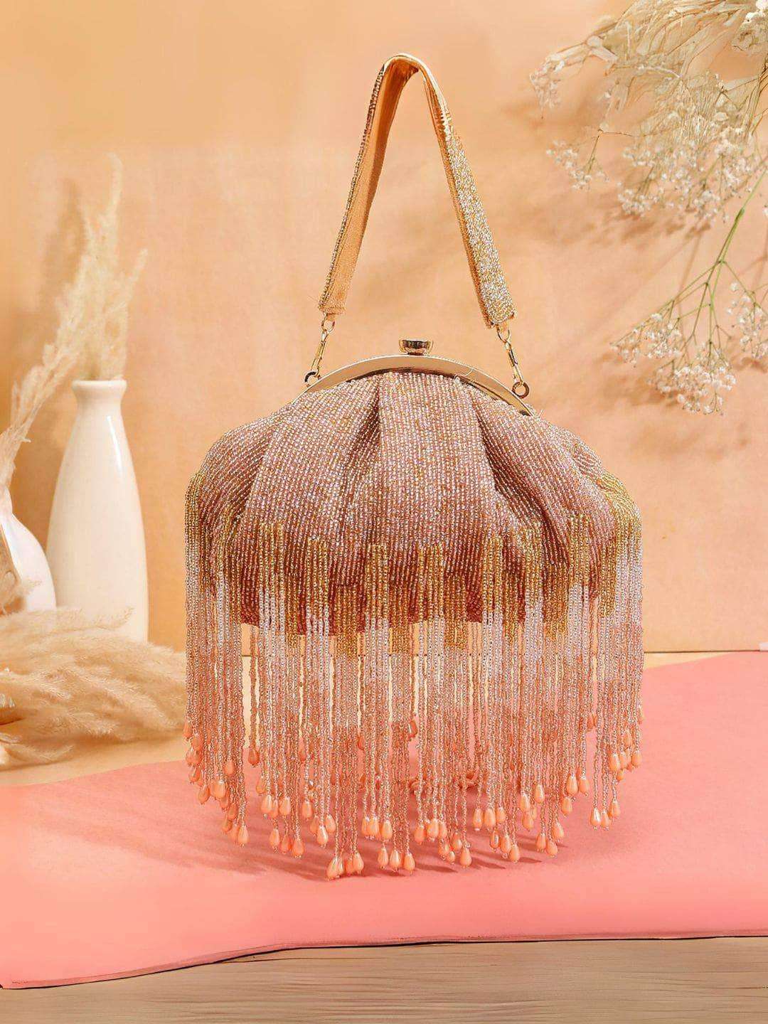 Ishhaara Designer Half Frame Beaded Clutch