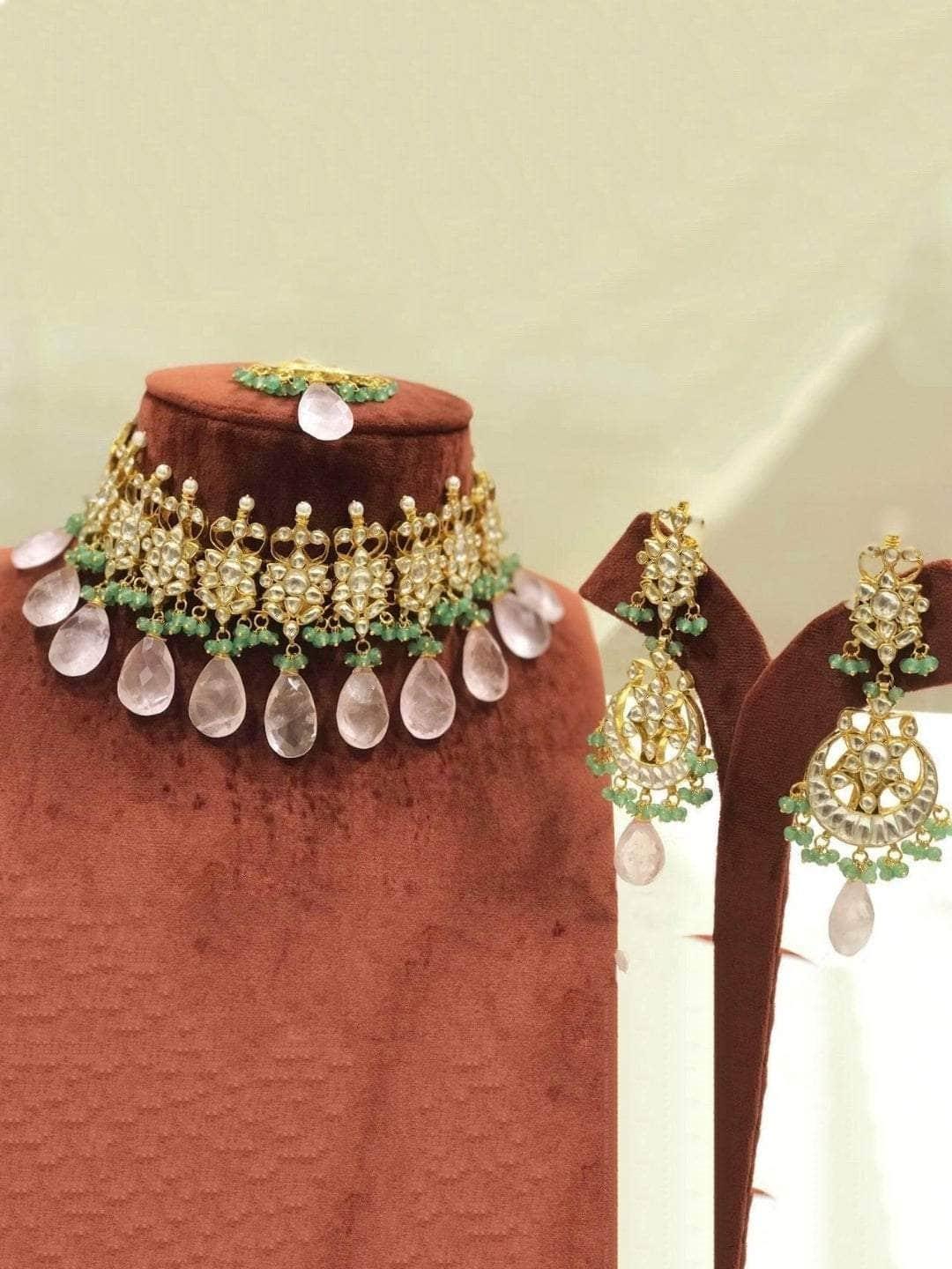 Ishhaara Rose Quarts Polki Set