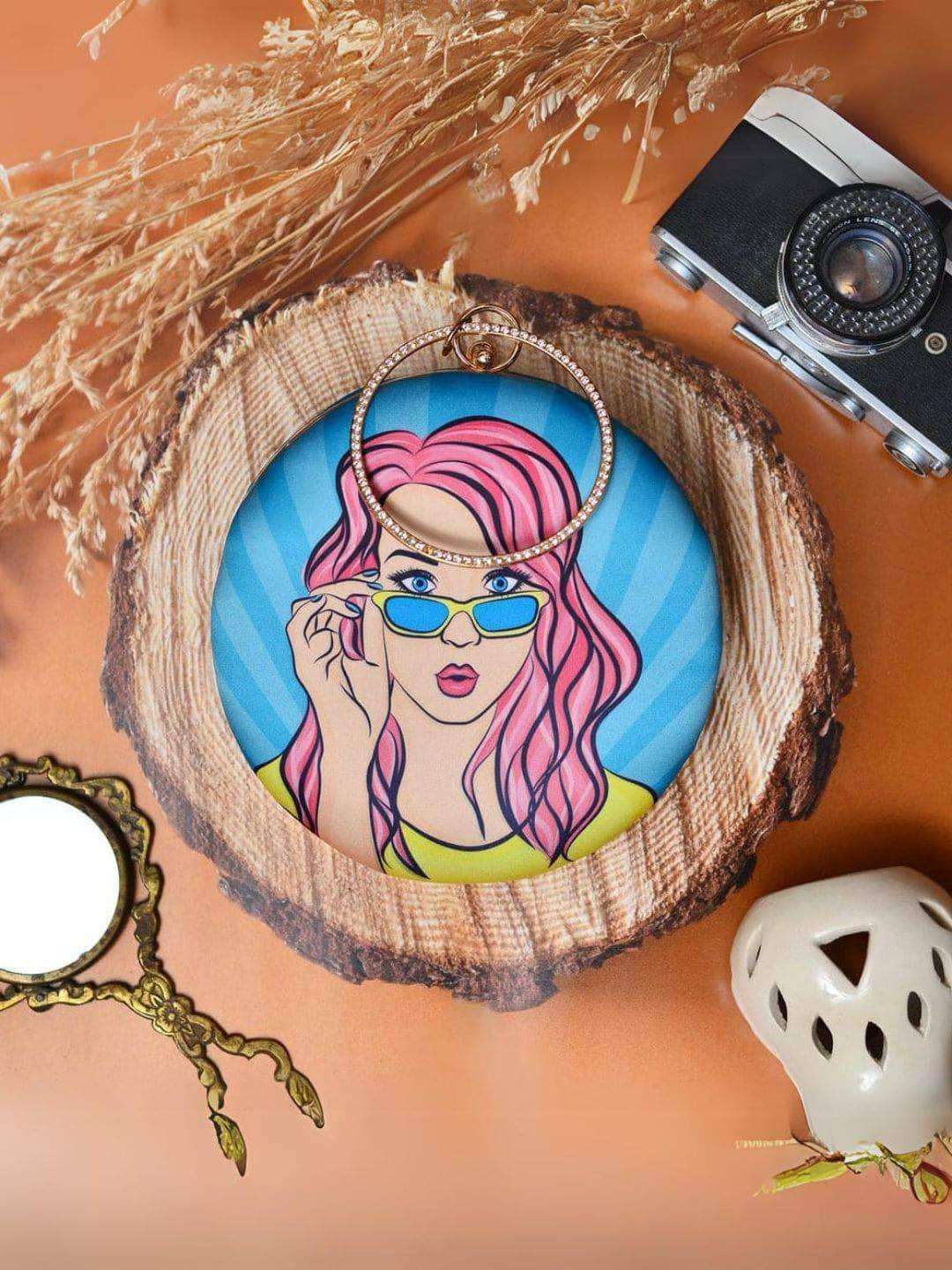 Ishhaara Round Clutch With Quirky Girl Print