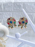 Ishhaara Round Navratna Earrings