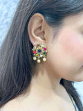 Ishhaara Round Navratna Earrings