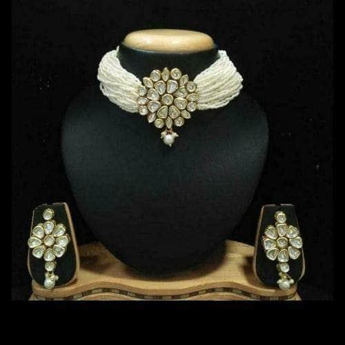 Ishhaara Round Patch Moti Choker Necklace Set