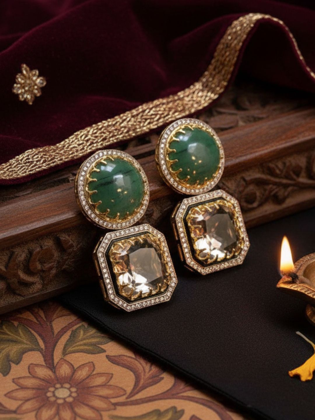 Ishhaara Round Shaped Doublette Earrings