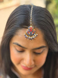 Ishhaara Royal Blue Meenakari And Kundan Gold Plated Maang Tikka