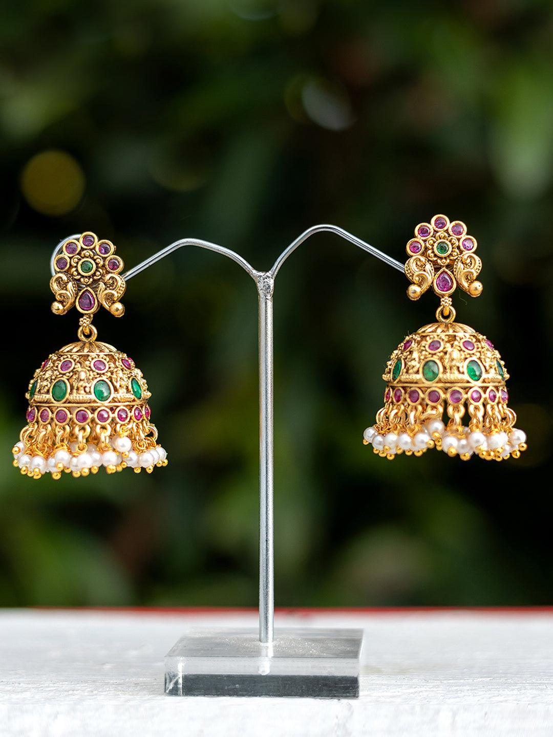 Ishhaara Ruby Emerald Drops Jhumka