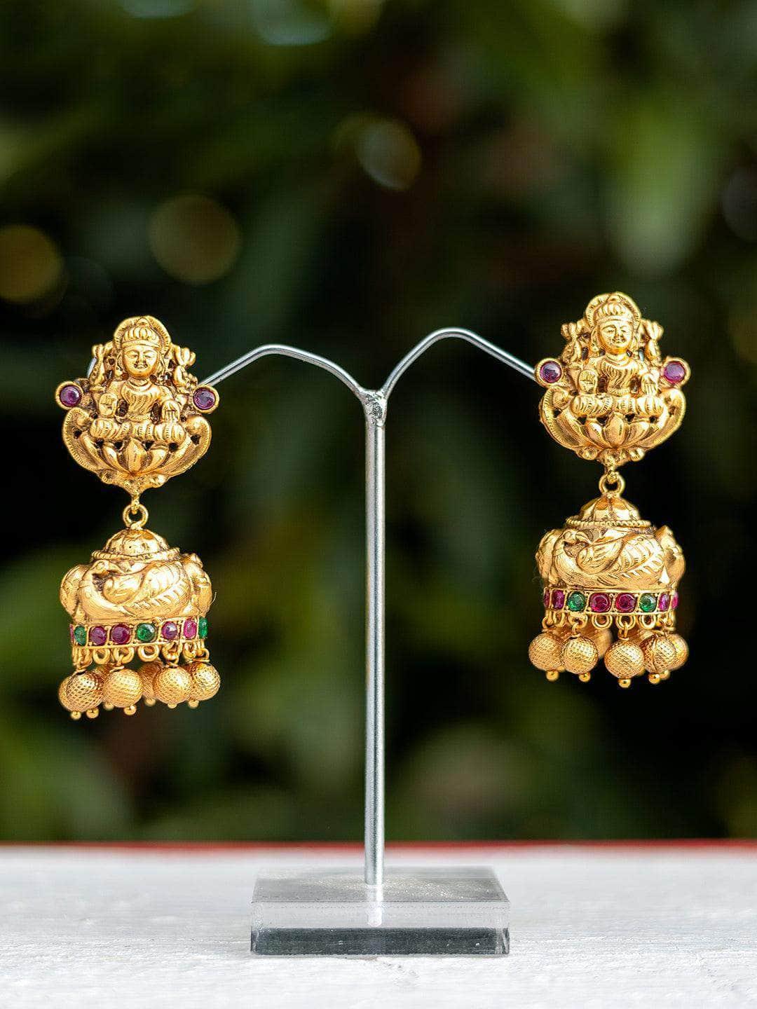 Ishhaara Ruby Emerald Lakshmi Big Jhumkka