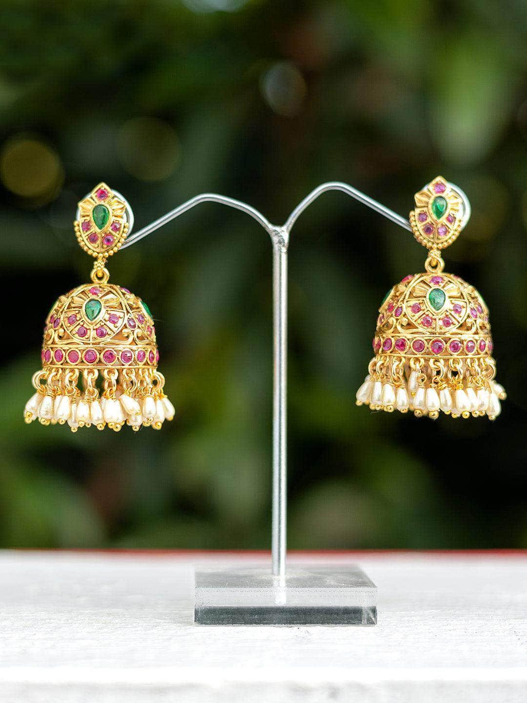 Ishhaara Ruby Emerald Tilak Jhumka