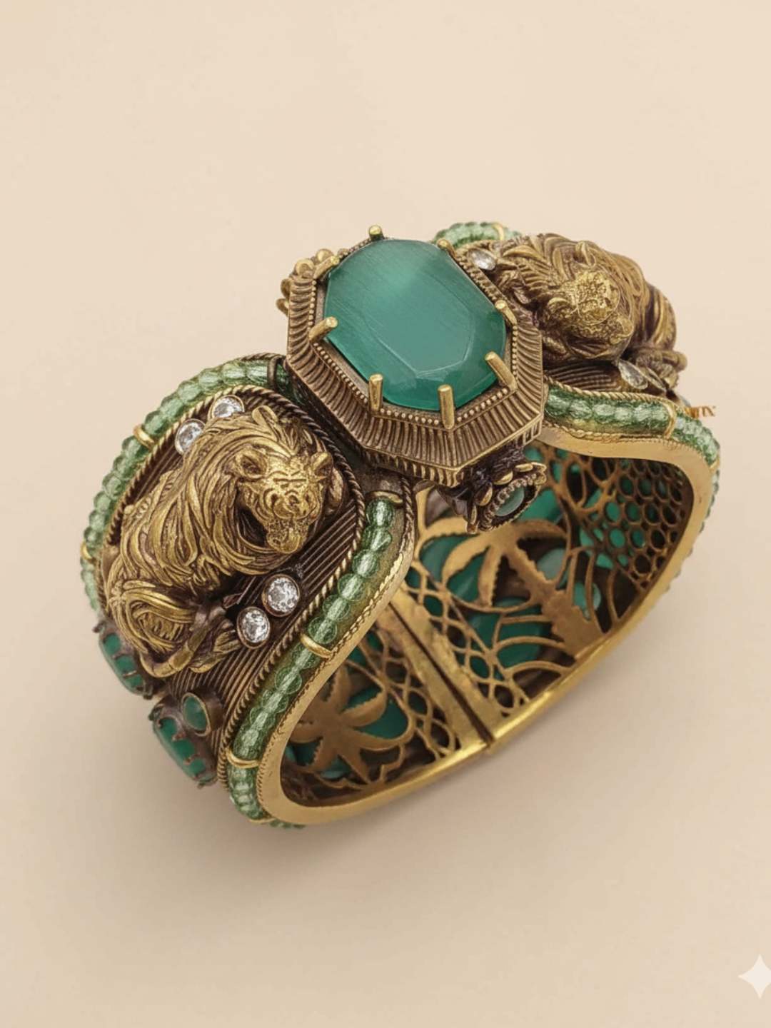 Ishhaara Sabyasachi Inspired Bengal Tiger Semi Precious Stones Broad Kada