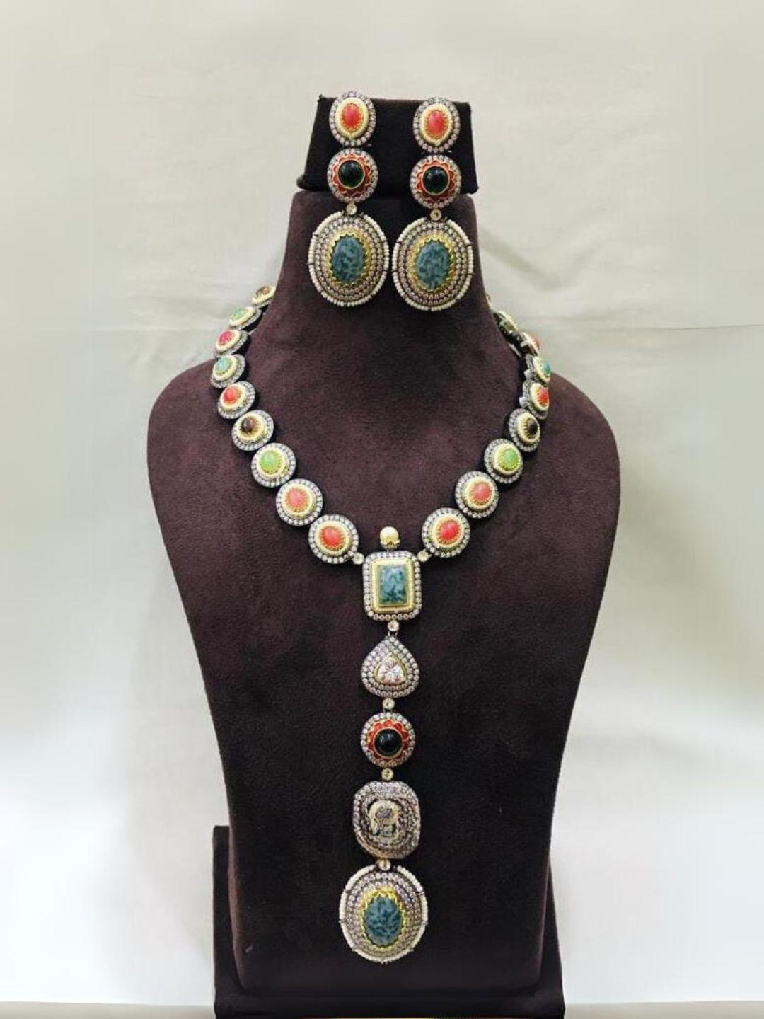 Buy Sabyasachi Inspired Multicolour Long Polki Necklace Online