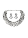 Ishhaara Saili Satwe Rangan In Diamond Choker With Earrings Silver