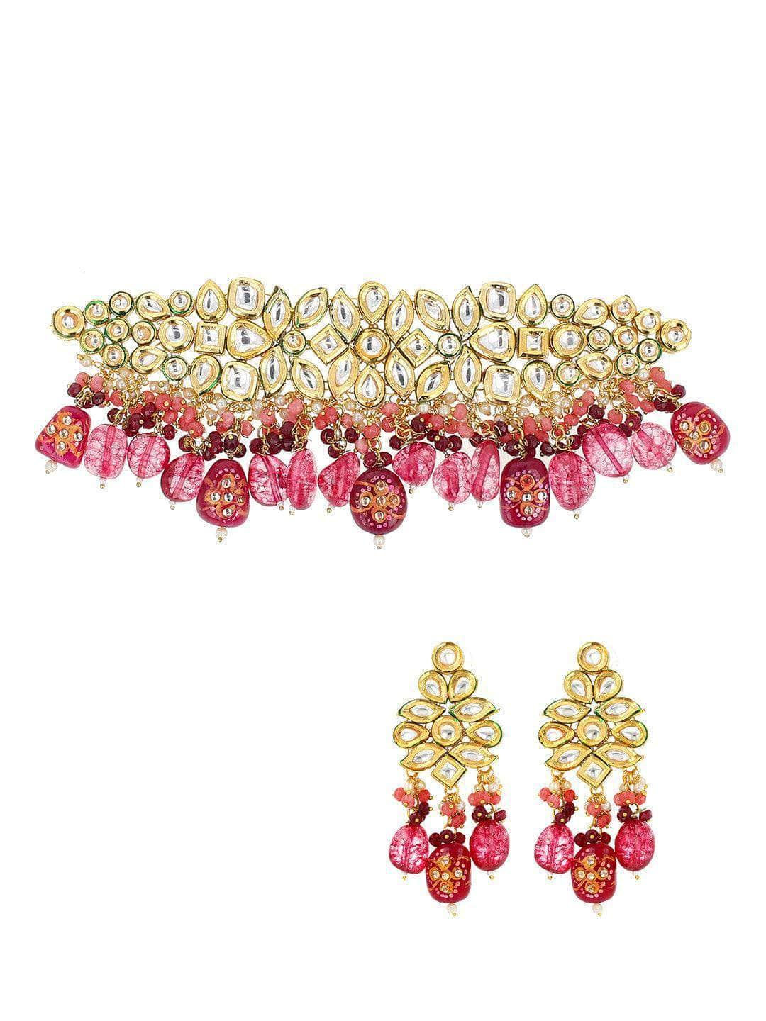 Ishhaara Sameekshaa Khare In Semi Precious Center Stone Choker And Earring Set