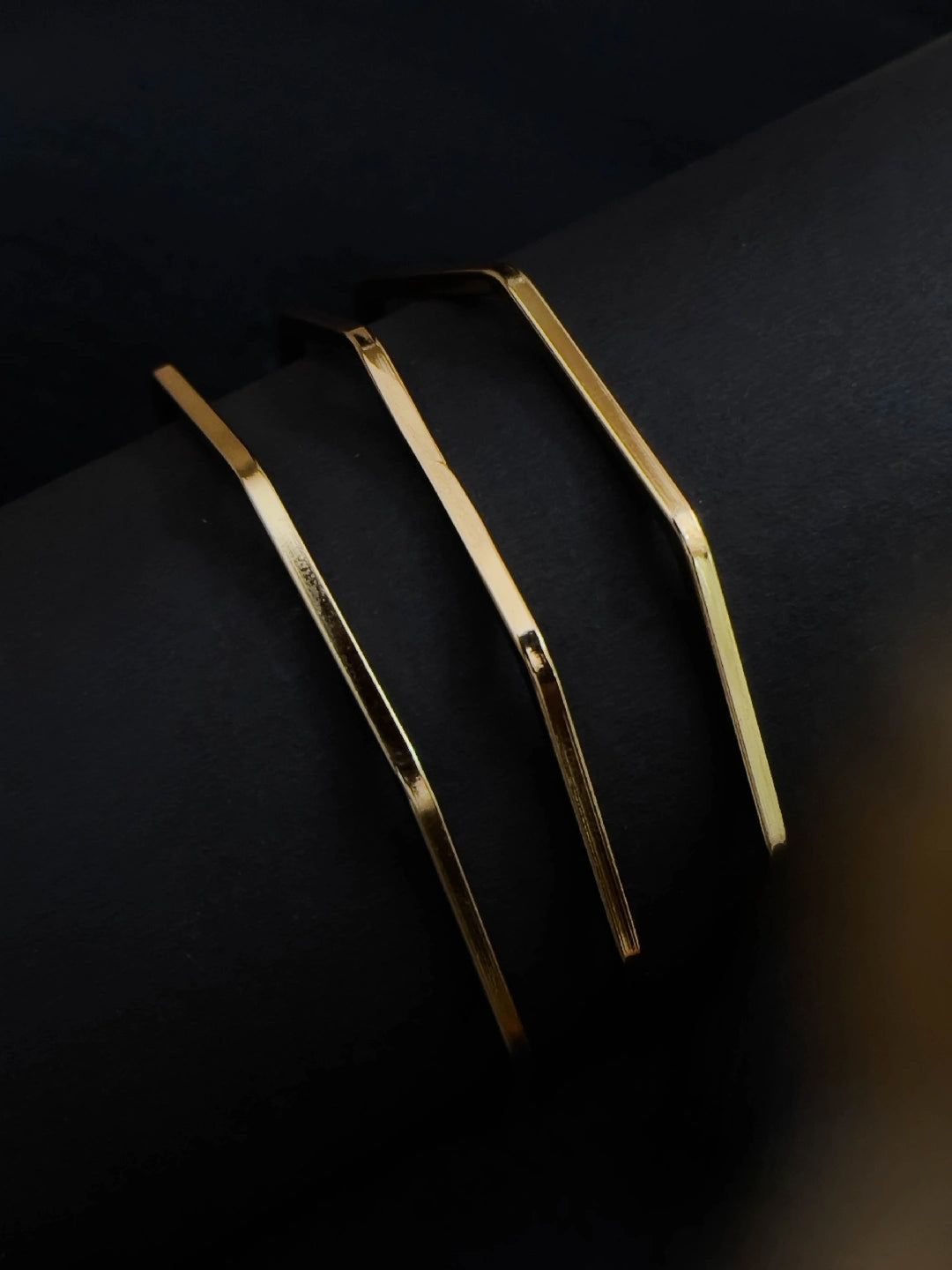 Set Of Three Hexagon Shaped Gold Bangle