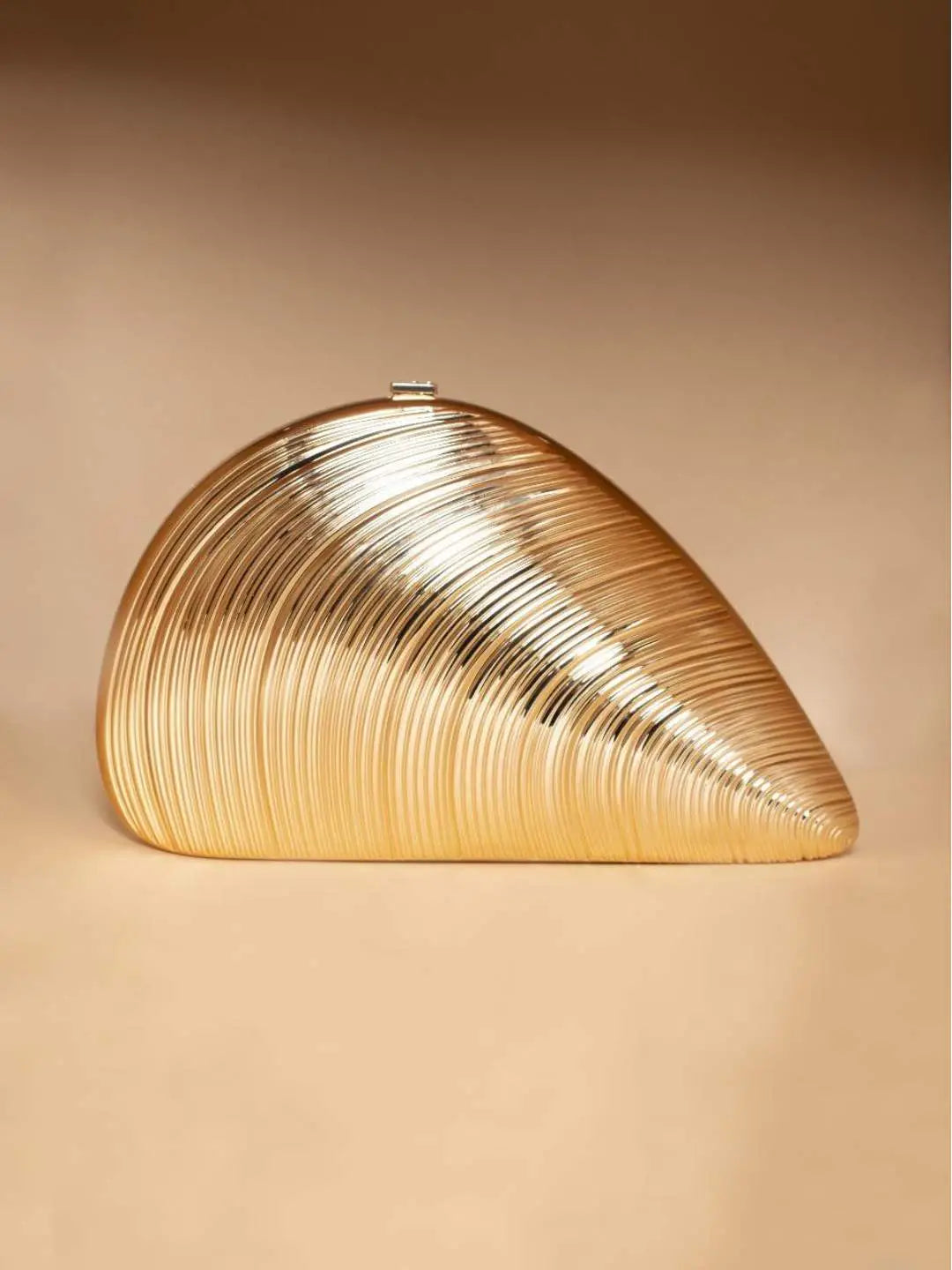 Ishhaara Shell Shaped Designer Golden Acrylic Clutch