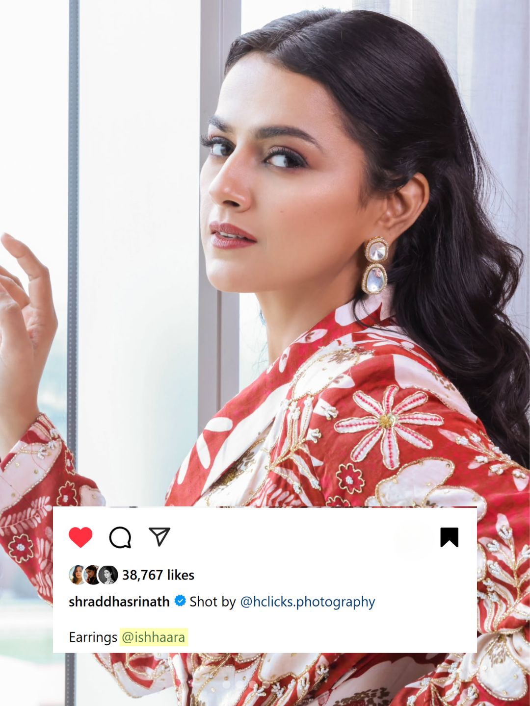 Ishhaara Shraddha Srinath In Polki Stone Ad Earring