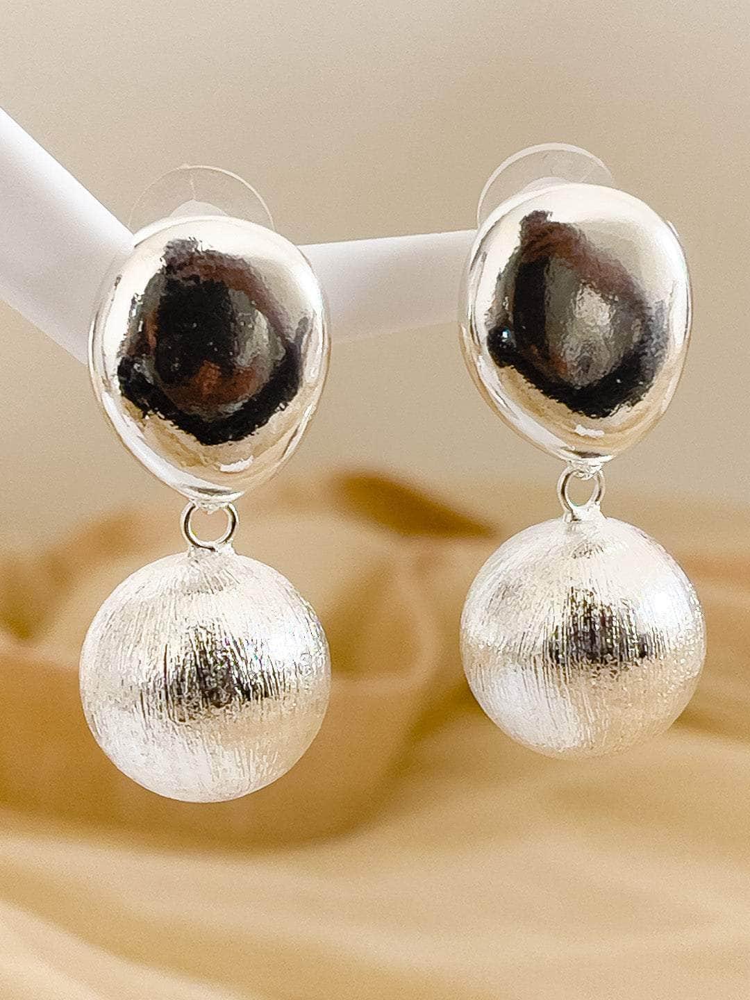 Ishhaara Silver Ball Drop Earrings