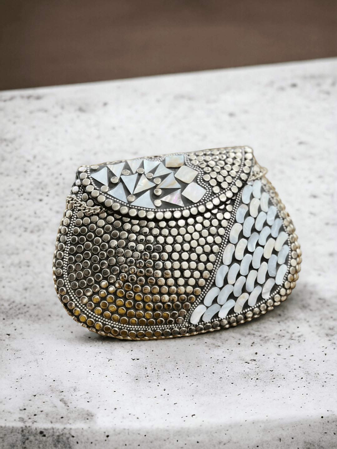 Silver jewelled clutch bag sale