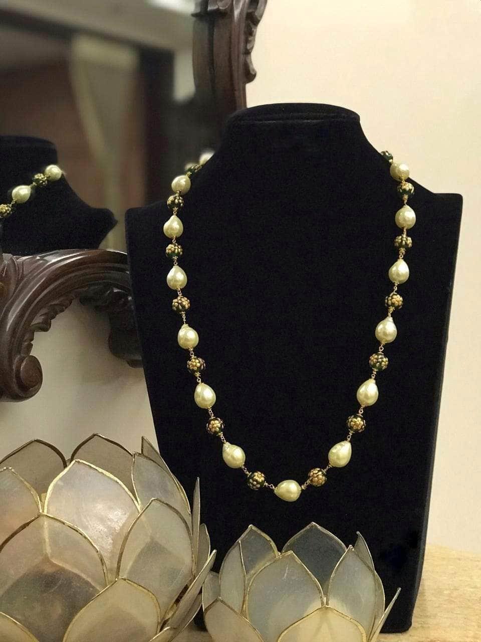 Ishhaara Gunmetal Necklace With Pearl
